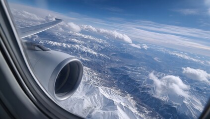 High-altitude view of snow-capped mountains