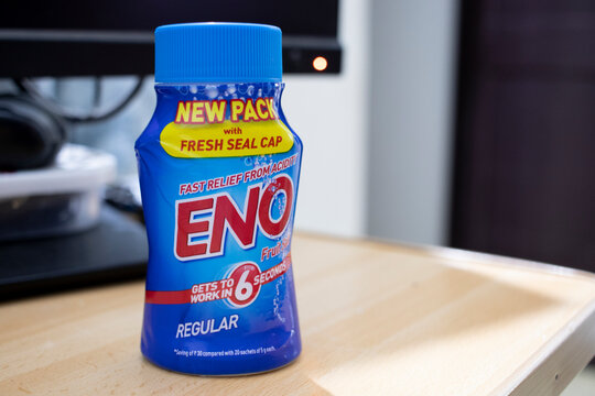 ENO regular bottle fruit salt 100gm bottle Close Up - 24 April 2024 : Junagadh, Gujarat, India	