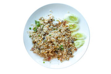 Top view of Yangzhou fried rice, focus selective