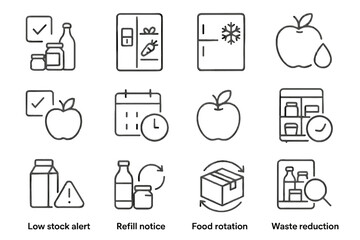 Grocery freezer item reduction icon low balance smart stock date vector fridge