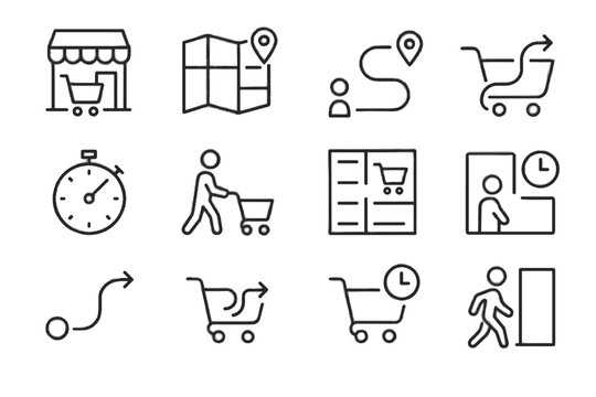 Optimized layout route icon path prep reduced vector smart grocery store