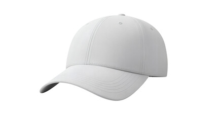 Fototapeta premium A 3D render of a simple, blank white baseball cap, isolated against a dark background, showcasing its shape