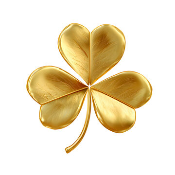 A golden four leaf clover isolated on a black background representing luck