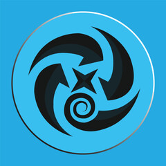 Abstract Circular Vector Logo with Blue Gradient and Black Swirl Elements