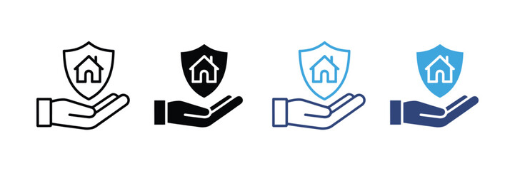 Home insurance and property protection icon set.  Home security and care symbol. vector illustration
