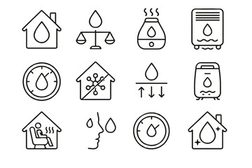 Vector reduction dehumidifier icon moisture allergy balanced mold use humidifier home gauge