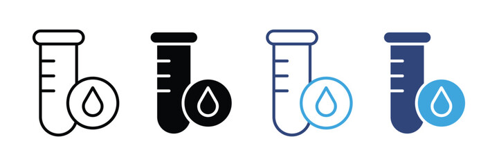 Laboratory test tube with blood drop icon set for medical and scientific analysis symbol. vector illustration