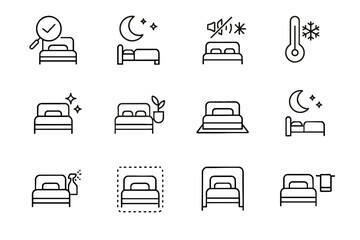 Comfort icons vector sleep temperature icon space cool environment bedroom nighttime rest