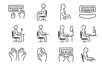 Position vector icon icons alignment hand ergonomic device forearm degrees wrist posture