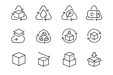 Packaging sustainable core icon icons input vector recycled flow material use source