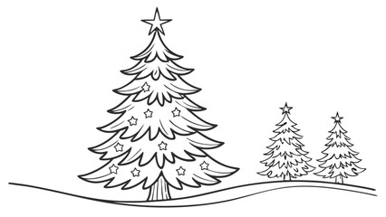 Obraz premium Three decorated christmas trees