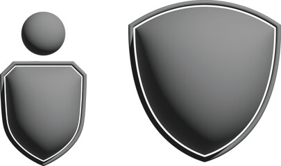 Modern 3D Metallic Grey Shield Icons with Minimalist Design, Sleek Protection and Security Emblems for Corporate Branding and Safety Graphics Isolated on Transparent Background AI Generative
