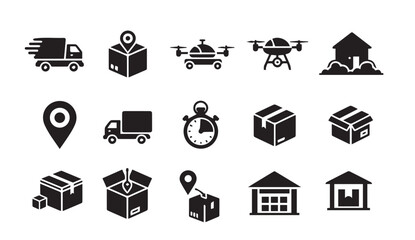Logistics and delivery icons for business and transportation needs