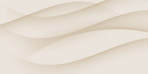 Smooth beige wave gradient background. Soft silk ecru liquid wallpaper. Pearl color splash texture for banner, flyer, presentation, graphic design, leaflet. Abstract blur wavy backdrop cover. Vector