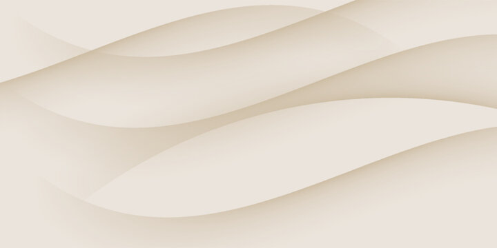 Smooth beige wave gradient background. Soft silk ecru liquid wallpaper. Pearl color splash texture for banner, flyer, presentation, graphic design, leaflet. Abstract blur wavy backdrop cover. Vector