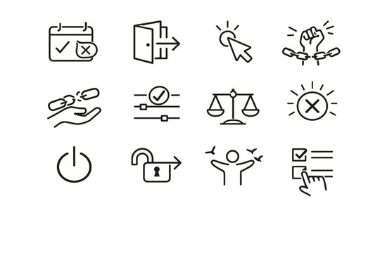 Fair vector cancel subscription icon free click friction focus cancellation set option