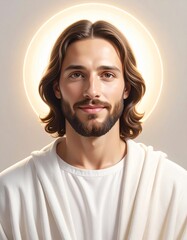 High Quality Close Up Portrait of Jesus Christ with Peaceful Expression