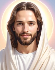 High Quality Close Up Portrait of Jesus Christ with Peaceful Expression