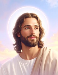 High Quality Close Up Portrait of Jesus Christ with Peaceful Expression