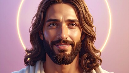 High Quality Close Up Portrait of Jesus Christ with Peaceful Expression