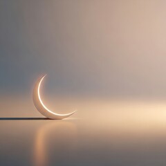 Glowing Crescent Moon on Reflective Surface light illumination