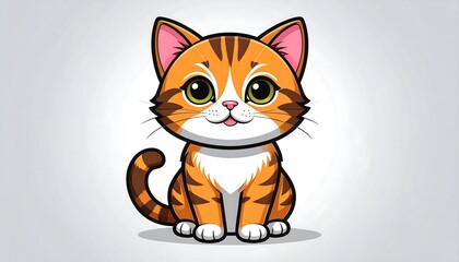 Cute Orange Tabby Kitten Sitting Adorably.