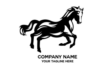 silhouette of a gallant black horse