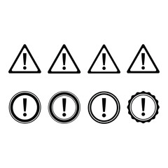 Collection of warning signs triangles and circles with exclamation points