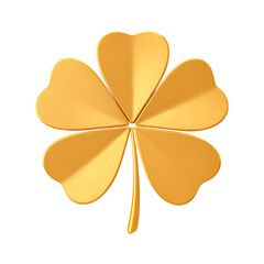 A golden four leaf clover isolated on a plain black background