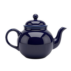 Fototapeta premium Shiny Dark Blue Ceramic Teapot Isolated on White Background
