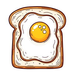 Cartoon fried egg on toast isolated on transparent background