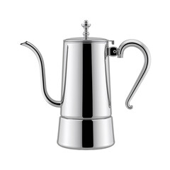 Fototapeta premium Shiny Metal Moka Pot for Espresso Coffee, Classic Italian Design, Isolated on White