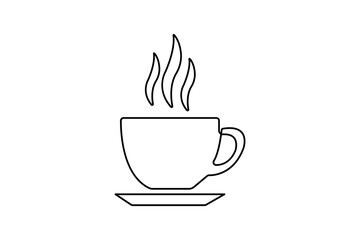 Obraz premium Coffee cup food icon continuous one line drawing and minimalist style isolate outline vector sign