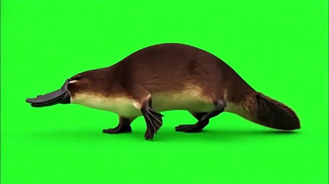 Platypus walking Side View Green Screen Asset