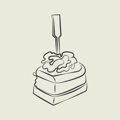 Finger food vector drawings. Food appetizer and snack sketch. Canapes. Suitable for banner, poster, label, menu, flyer. Food