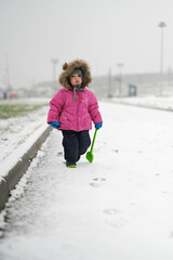 toddler girl in warm jacket