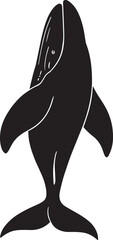 Silhouette of a Whale Swimming in the Ocean Marine Life Illustration