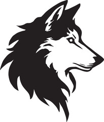 Stylized Wolf Head Silhouette Illustration for Design and Branding