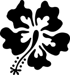 tropical hibiscus flower silhouette with wavy petals and stylized stamen icon © Pictures