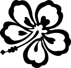 tropical hibiscus flower icon with bold outlines and decorative petal accents © Pictures