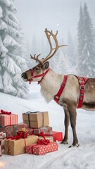 Christmas reindeer watercolor art gifts. Christmas and background