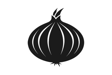 Onion silhouette on white background