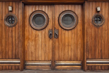 Fototapeta premium Vintage wooden doors with portholes