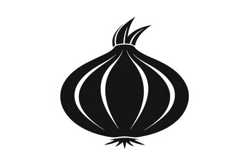 Black silhouette of an onion vector illustration on white background