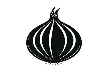 Black silhouette of an onion vector illustration on white background