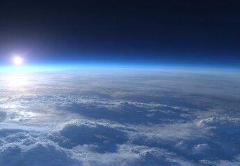High-altitude view of a planet's atmosphere