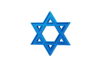 A blue star of david symbol, isolated on transparent background