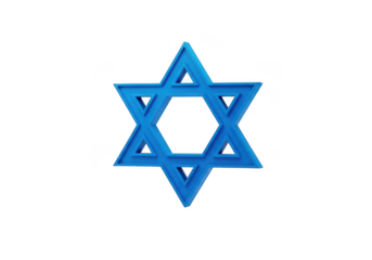 A blue star of david symbol, isolated on transparent background