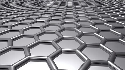 Futuristic three-dimensional metallic hexagon grid background texture