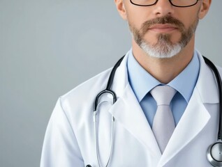 Healthcare professional in white coat prepares for patient consultation in office setting